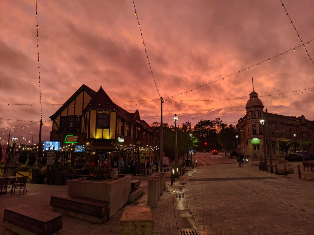 Pink Skies over the Village
